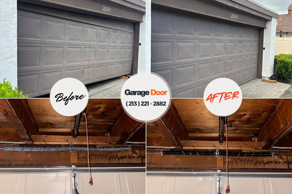 Before and after: garage door repair Weston Mills, NY